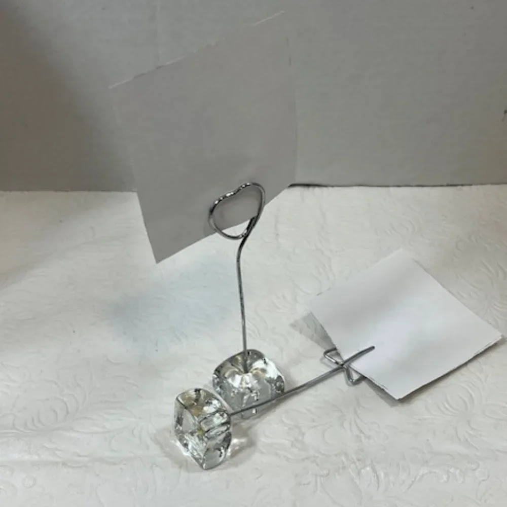 TWO(2) Wired Stands: Hearts/Star Photo Holder Desk Display Postcard Glass Stand